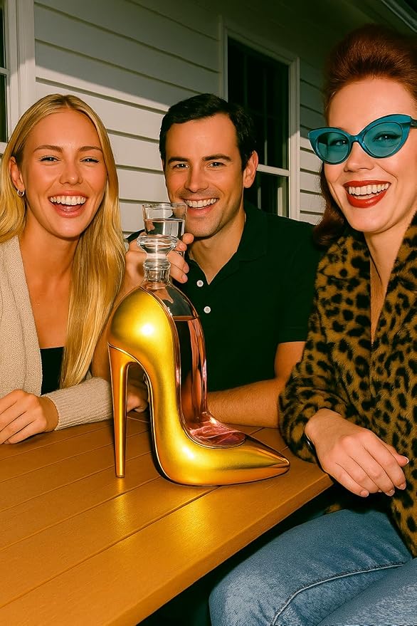 Gold Heel Stiletto High Heels Shape Decanter Whiskey and Wine Decanter with Stopper - High Heel Bottle for Wine Liquor Bourbon Tequila, Elegant Decanter Gifts for Women - Copyright Design