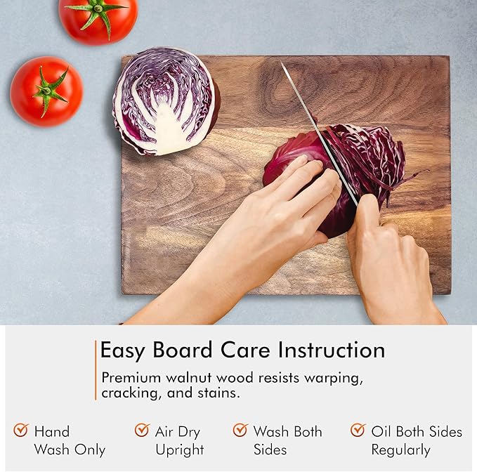 Spartali & Company Black Walnut Cutting Board Set for Kitchen, Reversible Wooden Chopping Board With Juice Grooves, Made from American Black Walnut, set of 2 sizes 12x9 & 15x12. Gift Box included!