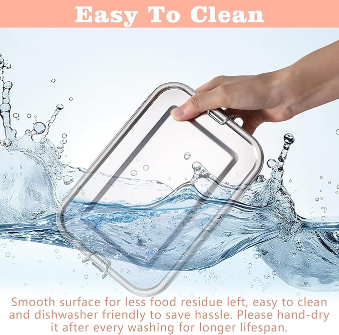 TeamFar Stainless Steel Bento Box, 4 Pack (16 * 2, 28 & 47oz) Metal Lunch Box with 3 Compartments for Adults Kids, Lunch Food Containers for School/Work/Meal Prep, Leak-Proof, 550ML*2+850ml+1400ML