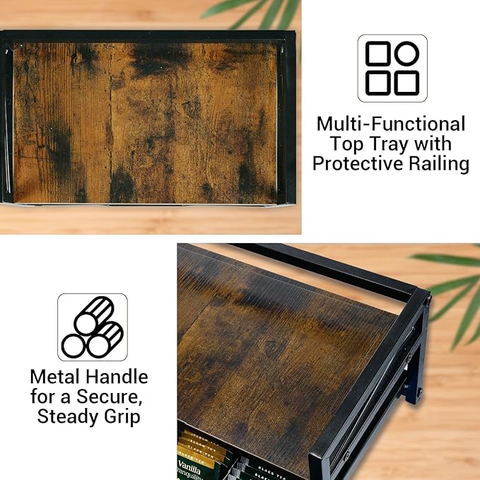 NANXITU Tea Holder Organizer,Wood Tea Box Organizer Storage Box,Tea Caddy for Tea Bags Organizer Drawer,with 8 Compartments Multi-Functional Tea Station Chest for Countertop