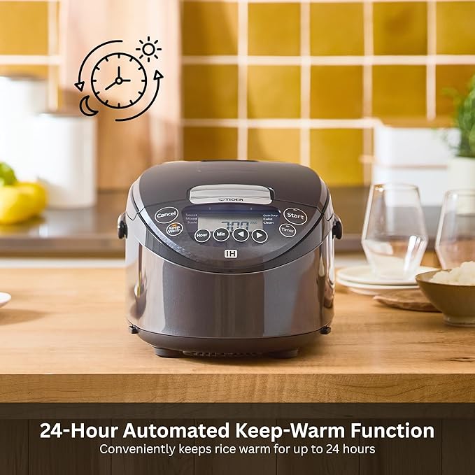 Tiger JKT-D Multi-Functional Induction Heating (IH) Electric Rice Cooker with 12 Cooking Settings (Silver Black)