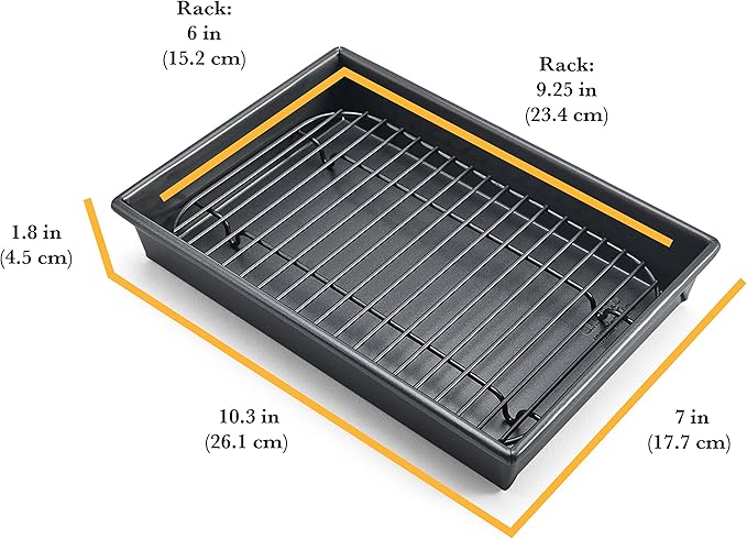 Chicago Metallic Petite Roast Pan Set with Rack, 10x7 inch Nonstick Toaster Oven Baking Pan, Perfect for Single Serving Meals and Small Batch Cooking