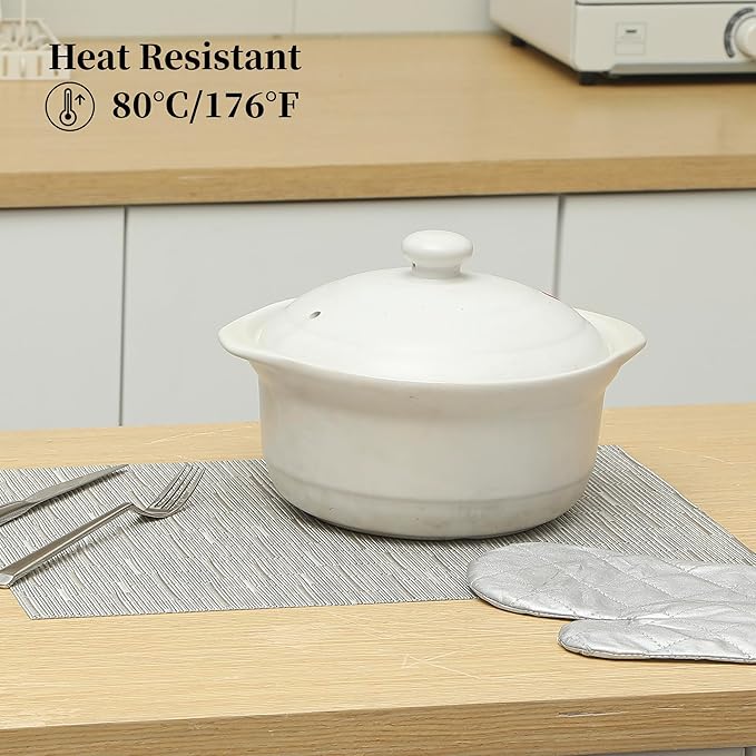 Leetaltree Silver Placemats Set of 6 - Heat Resistant Non-Slip Place mats for Dining Table, Washable Durable PVC Vinyl Woven Table Mats（Silver, 6）