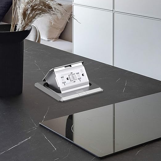 KYHSHJ Pop Up Floor Electrical Outlet with 20 Amp Stainless Steel GFCI Tamper Receptacle Outlet， Corrosive Resistant Hardware，ETL Listed,Silver