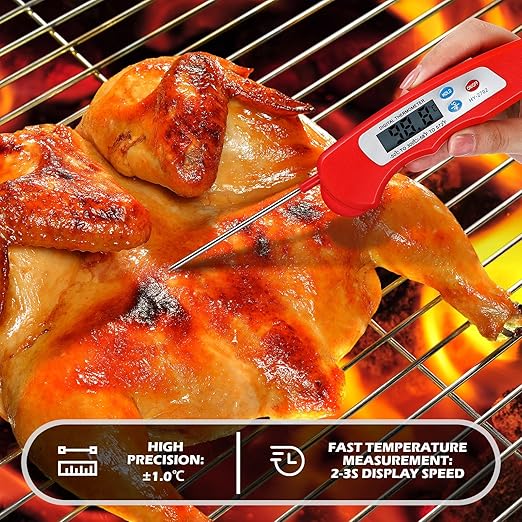 20 Pcs Digital Meat Thermometer Foldable Waterproof Kitchen Instant Read Cooking Grill Food Thermometer with Magnet Digital Food Probe for Cooking Kitchen Beef Accessories Gadgets
