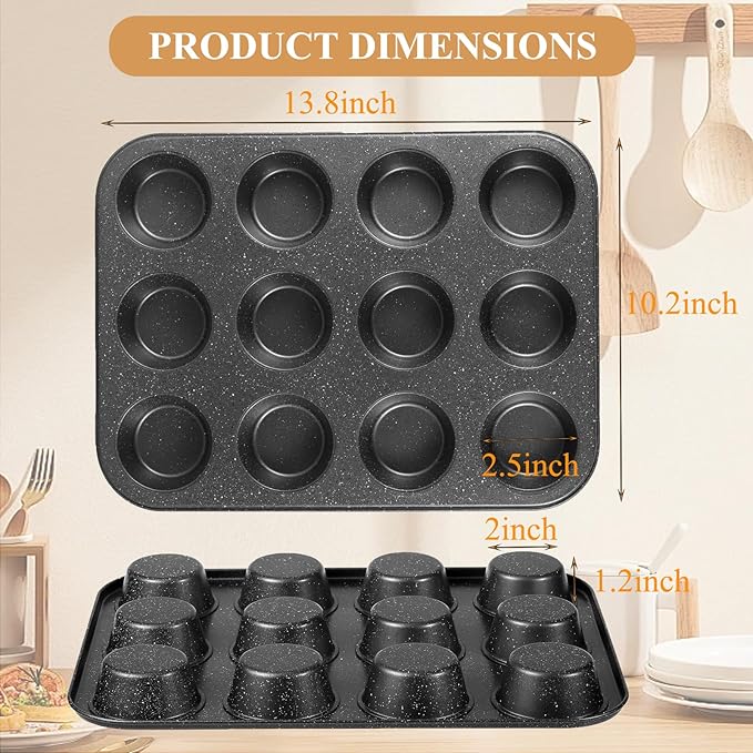 Walooza Muffin Cupcake Pan, Nonstick 12 Cupcake Tray, Cheesecake Pan for Baking