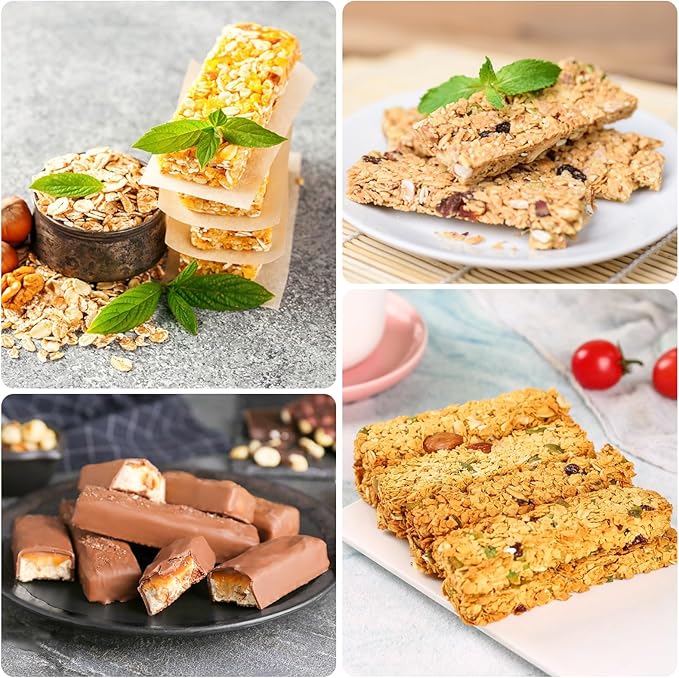 3 PCS Granola Bar Mold, 8 Cavity Rectangle Silicone Bar Mold for Baking Chocolate/Candy/Protein/Energy Bar, Caramel, Truffle, Brownie, Cheesecake, Butter