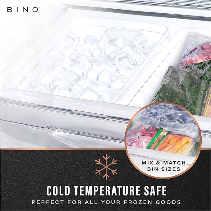 BINO | Plastic Storage Bins, Square - 3 Pack | THE LUCID COLLECTION | Multi-Use Bins | Built-In Handles | BPA-Free | Clear Containers | Fridge Organizer | Pantry & Home Organization