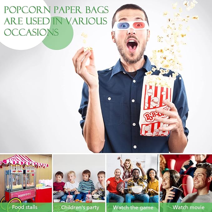 202 Pcs Popcorn Machine Supplies Set, Kernel Sifting Speed Scoop, Stainless Steel Seasoning Dredge with Handle, 200 Pcs Popcorn Bags Bundle for Home Kitchen Theater Movie Tools Supplies (1 Oz)