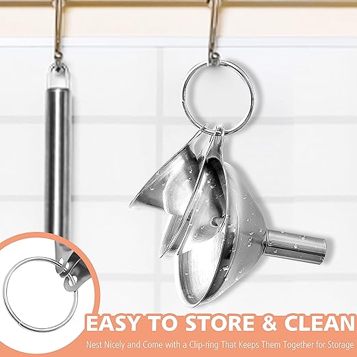 Anaeat Stainless Steel Mini Kitchen Funnel Set, 3 Pack Durable Metal Filling Funnels for Transferring Liquid, Dry ingredients, Cosmetic Lotion, Fluid, Spices, Powder - Food-Grade & High Heat Resistant
