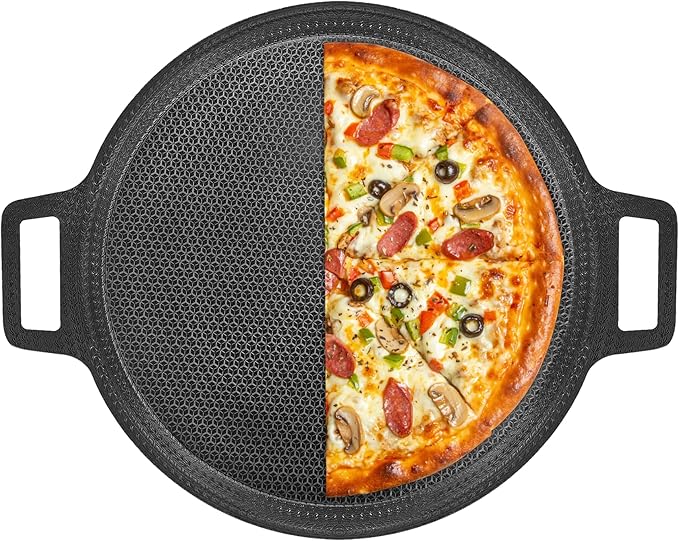 Laser-etched Nonstick Pizza Steel, 3-Layer Hybrid Steel Pizza Pan with Aluminum Core, Better Thermal Conductivity than Stone, Safe Up to 900°F, Food-grade Non-stick Oven Baking Pan, PTFE & PFAS Free