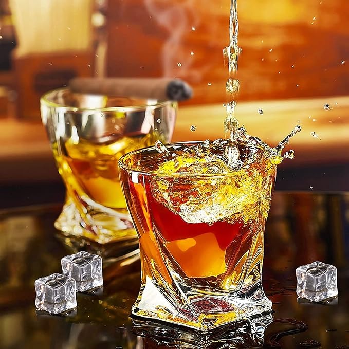 KITNATS Old Fashioned Whiskey Glasses 10 OZ Rocks Glasses Set of 6, Gift Box - Barware For Bourbon, Scotch, Rum glasses, for Men Women