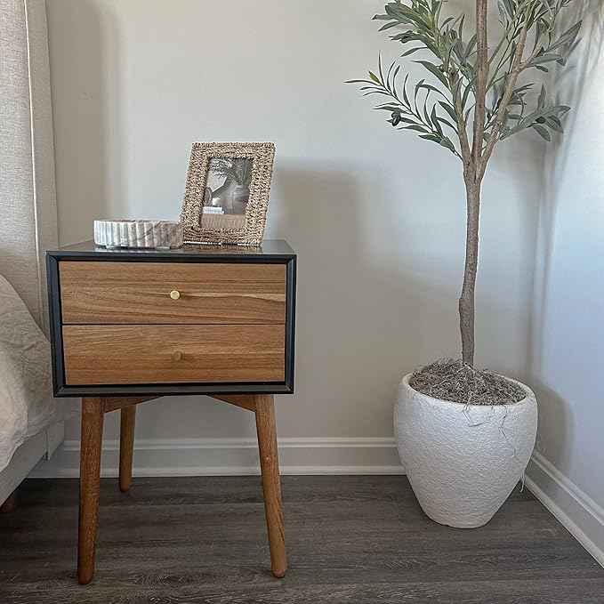 Nathan James Harper Modern Nightstand Side Accent or End Table with Storage Drawer, 1, Black/Brown