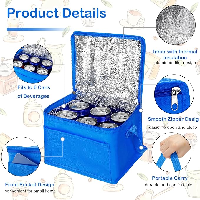 Nuogo 15 Pack Insulated Lunch Bags Bulk, Reusable Cooler Boxes, Leakproof Lunch Boxes Set, Waterproof Thermal Coolers, Insulated Beverage Bag for Women Men Work Picnic Beach (Colorful)