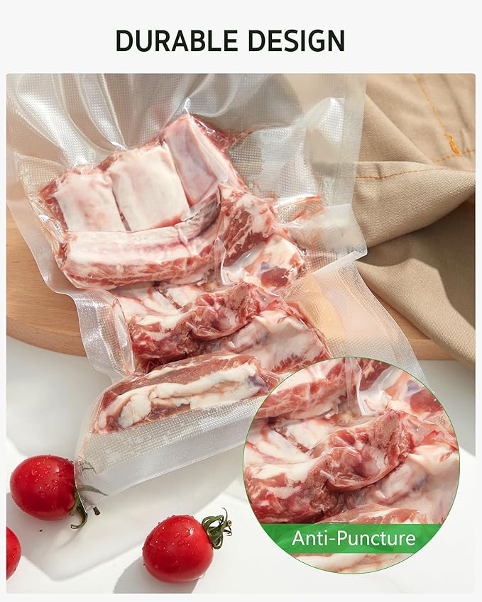 Syntus Vacuum Sealer Bags for Food, 400 Count Quart 8" x 12" Commercial Grade PreCut Bag, BPA Free Food Vac Bags for Storage, Meal Prep or Sous Vide