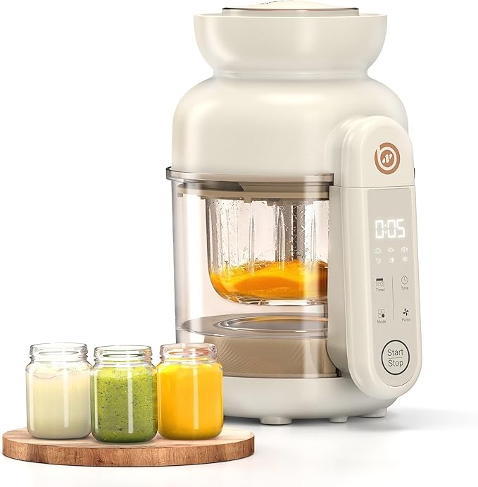 Auto Baby Food Maker, Glass Baby Food Mill, Baby Blender & Steamer and Puree Maker with Auto Cooking, Easy Cleaning, Touch Screen, Dishwasher Safe(12oz)