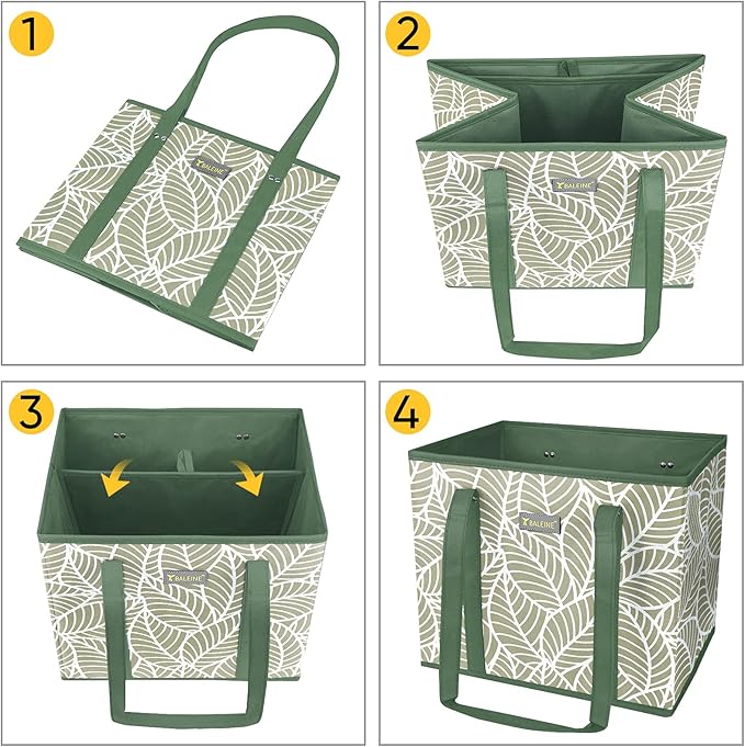 BALEINE 1Pk Reusable Grocery Bags, Foldable Shopping Bags for Groceries with Reinforced Bottom & Handles (Antique Foliage)