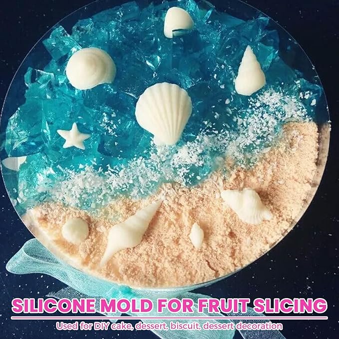 3Pcs Ocean Theme Cake Decorations Kit, Fondant Silicone Molds Set for Seashell, Starfish, Conch, Coral - For Candy, Chocolate, Clay, Resin Crafts