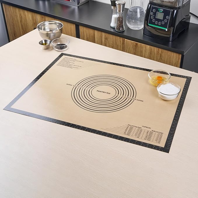 Restaurantware Baking Mat Pack of 1 Non-Stick 23.6"x31.5" Silicone Extra Large Baking Mat, Rectangle Reusable Durable Anti-Slip Sheet with Measurement Markings for Kneading Rolling Shaping Dough