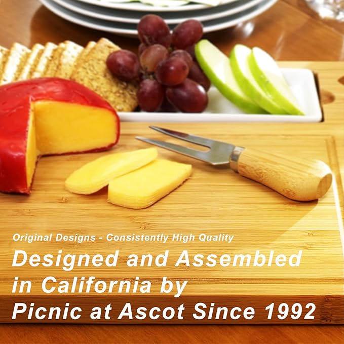 NCAA Georgia Tech Officially Licensed Yellow Jackets Bamboo Cheese/Charcuterie Board with Ceramic Bowl, Knife Set & cheese Markers