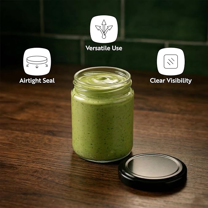 Restaurantware 10 Pack Of Glass Jars, 8 Oz Durable Glass Jars With Lids, Small Mason Jar For Food Reusable Hot And Cold Friendly, For Restaurants And Kitchens, Clear Storage Jar