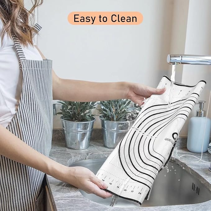 Silicone Pastry Mat - Non-Slip with Measurement Baking Mat for Fondant/Rolling Dough/Pie Crust/Pizza and Cookies - Oven Liner/Counter Mat/Kneading Mat,24" x 32", Black