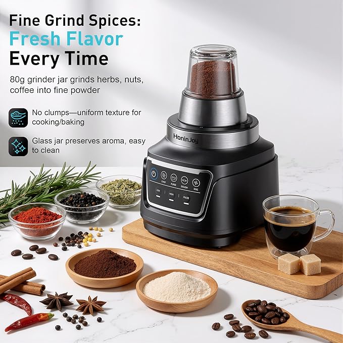 All-in-One Blender & Food Processor, 10-in-1 Professional Blender for Smoothies, Ice Crushing, Dough Making, Chopping, Grinding, Slicing & Shredding, Dishwasher Safe for Kitchen & Home Use