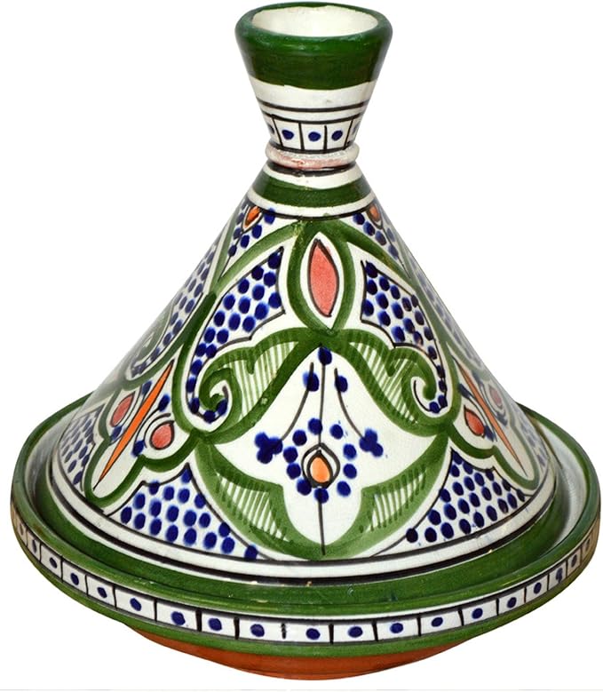Moroccan Handmade Serving Tagine Exquisite Ceramic With Vivid colors Original 8 inches Across