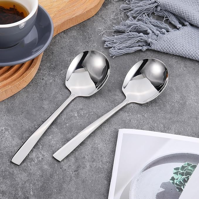 Stainless Steel Serving Spoons Set 8.8 Inch Serving Utensils Large Spoons for Buffet Catering Parties Kitchen, 8 Pcs