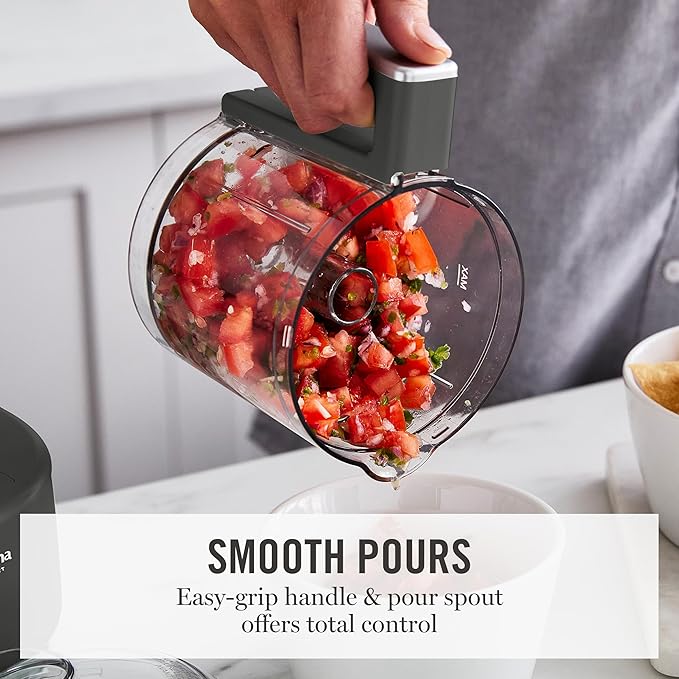Martha Stewart 3 Cup Electric Food Chopper, Vegetable & Herb Mini Food Processor, 24oz BPA-Free Bowl, Stainless Steel Blades, Pour Spout, Dicing, Mincing, Chop & Puree, Dishwasher Safe, Caviar