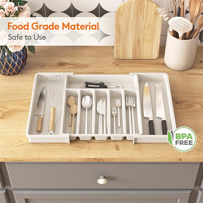 Lifewit 5 Pack Drawer Dividers 5" High, Expandable Utensil Tray for Kitchen,Expandable Dresser Separators in Bedroom/Bathroom/Kitchen/Office