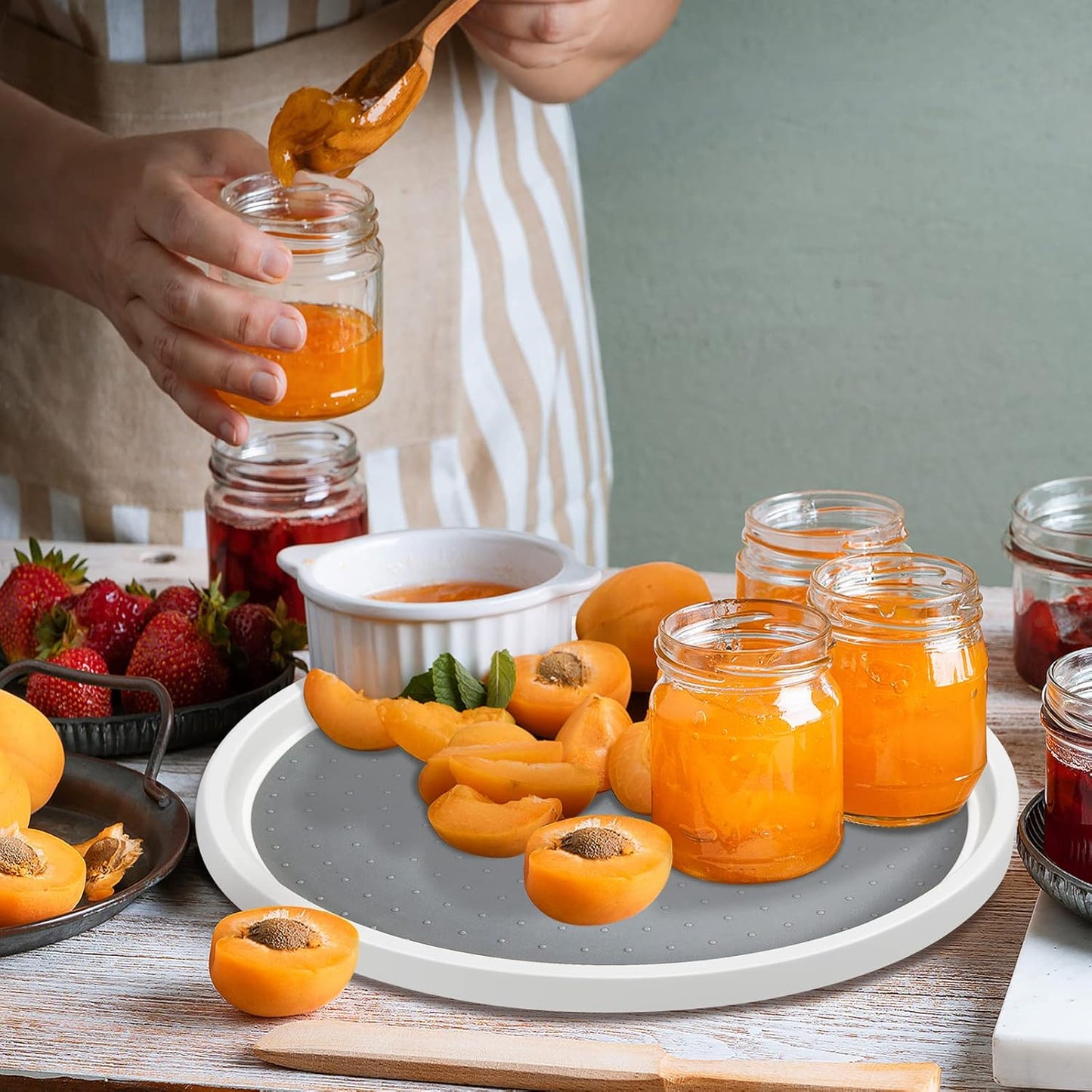 Non Skid Lazy Susan Turntable,Single Round Rotating Kitchen Spice Organizer for cabinets,Pantry, Bathroom, Refrigerator (12Inch)