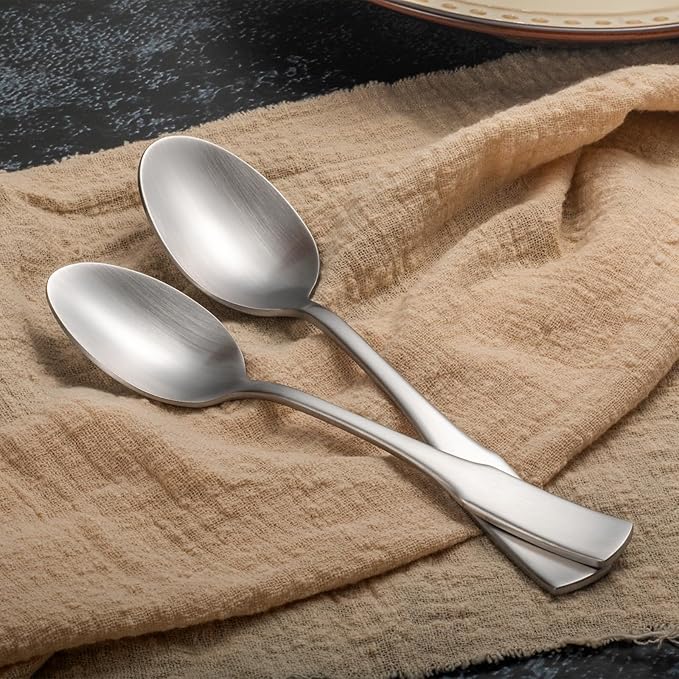 Alata Kate Satin 45-Piece Silverware Set with Utensil-Serving Set,Service for 8,Stainless Steel Flatware Set,Matte Satin Polished Cutlery Set,Dishwasher Safe