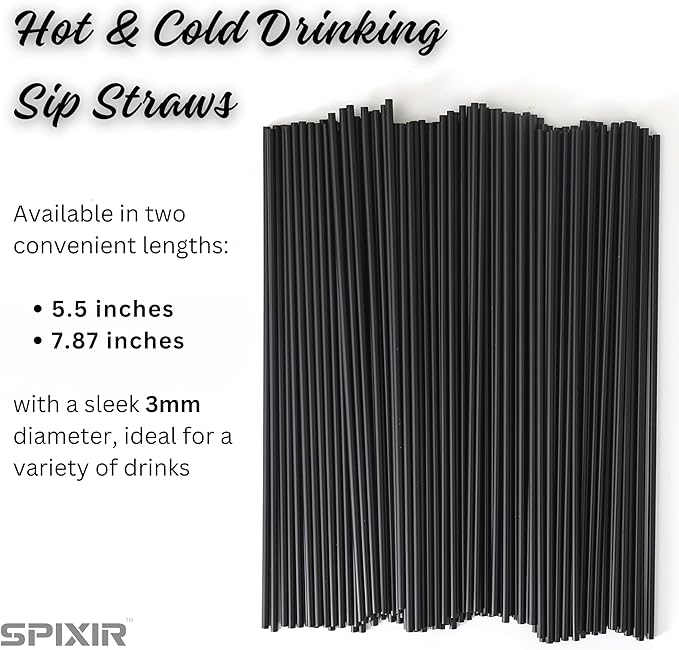Stir Sticks, Coffee Stirrer Straw, Black Cocktail Straws 7.87-inch, 1000pcs Plastic Straws Disposable, Swizzle Sticks for Cocktails or Coffee & Drinks