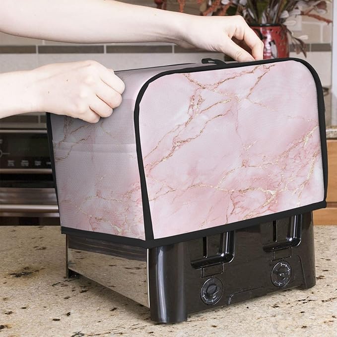 Toaster Cover 2 Slice Light Pink Marble Art Kitchen Small Appliance Covers with Pockets Dust and Fingerprint Protection