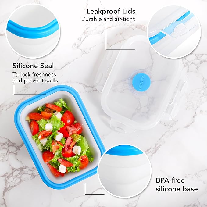 Small 12oz Collapsible Silicone Food Container (1.5 Cups) Compact Lunch, Snack & Leftover Storage BPA-Free, Leak-Resistant Lid, Microwave, Freezer & Dishwasher Safe, Space-Saving Portable Bento Box