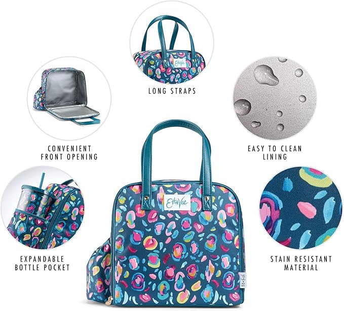 Fit & Fresh Lunch Bag For Women, Insulated Womens Lunch Bag For Work, Leakproof & Stain-Resistant Large Lunch Box For Women With Containers, Tumbler and Ice Pack, Zipper Closure Wichita Bag Leopard