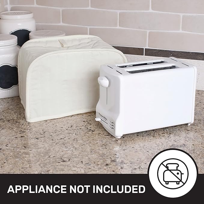 RITZ Premium Universal Two Slice Toaster Cover, 11.25" x 5.75" x 7", Polyester and Cotton Quilted, Fingerprint Protector, Super Soft Appliance & Dust Cover, Appliance NOT Included, Natural