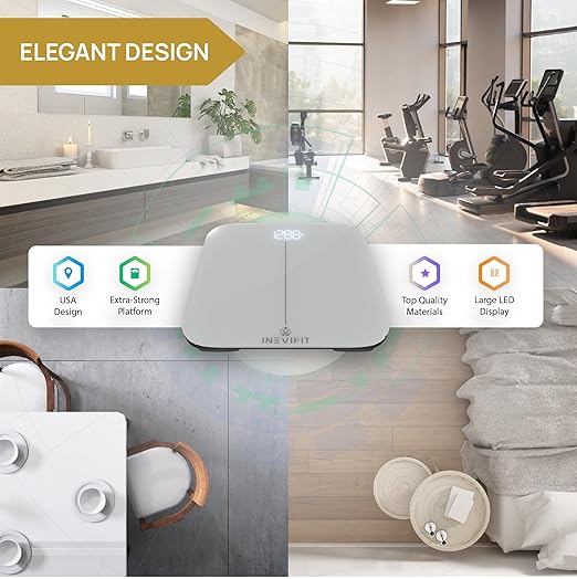 INEVIFIT Bathroom Scale, Highly Accurate Digital Bathroom Body Scale, Measures Weight up to 400 lbs. Includes Batteries