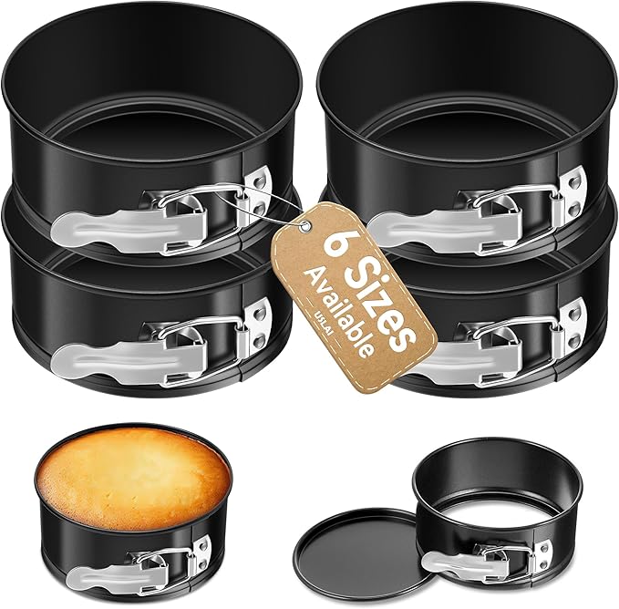 USLAI Springform Pan, 4 Inch Nonstick Cheesecake Pan with Removable Bottom, Easy to Clean, Ideal for Baking Mini Cheesecakes, Pies, Pizzas and Quiches - Set of 4