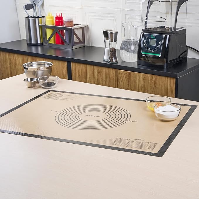 Restaurantware Baking Mat Pack of 1 Non-Stick 23.6"x31.5" Silicone Extra Large Baking Mat, Rectangle Reusable Durable Anti-Slip Sheet with Measurement Markings for Kneading Rolling Shaping Dough