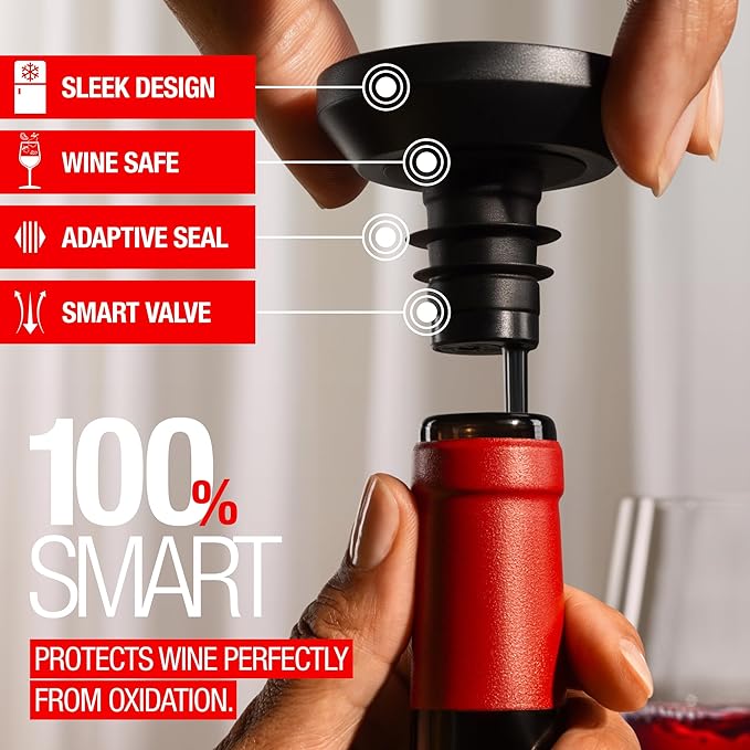 Wine Stopper | Preserve Flavors 8+Weeks | Top-notch Wine Bottle Stoppers | Reseal Natural, Glass, Plastic Cork Bottle (Pink)