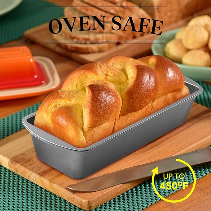 Tiawudi Extra Large Bread Pan, 13" x 5" Long Loaf Pan, Nonstick Baking Pan, Rectangular Loaf Tin, Set of 2