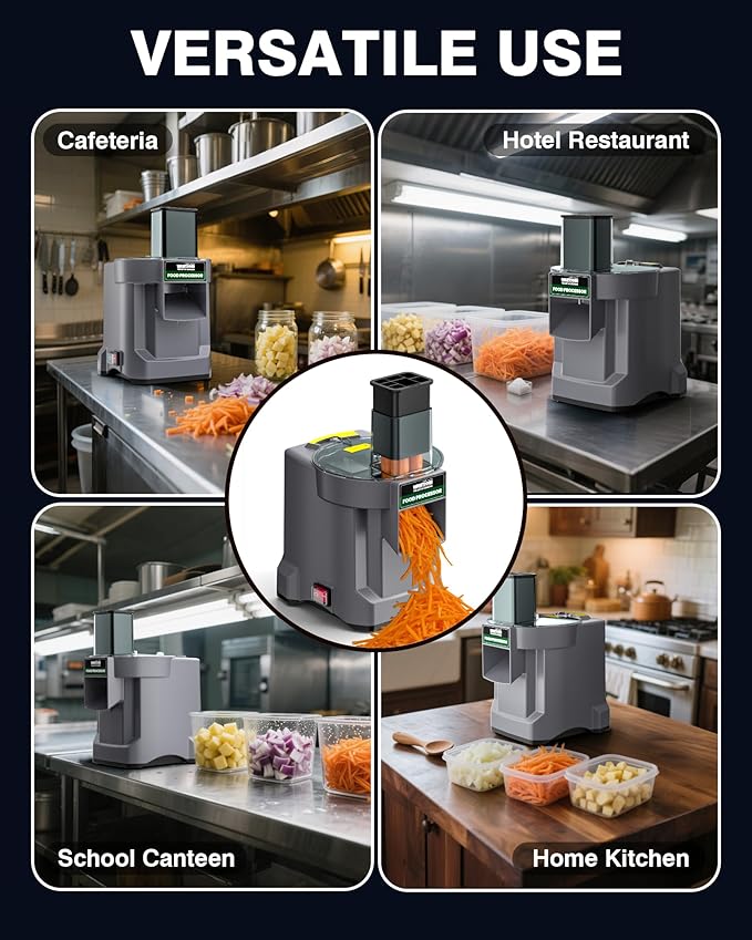 WantJoin 5-in-1 Electric Food Processor & Vegetable Chopper - Multifunctional Commercial Dicer with Stainless Steel Blades for Slicing (2.5mm), Dicing (8/12mm), Chopping (2.5mm), Shredding