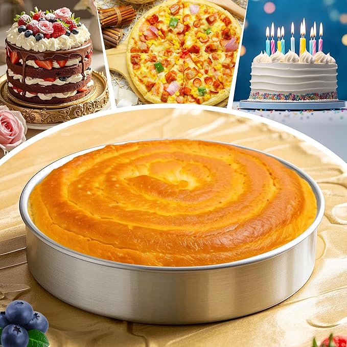 9 Inch Cake Pans Set of 2 with 100 Pieces Parchment Paper, Stainless Steel Round Cake Pans Baking Pan For Layered Cakes, No Coating Smash Cake Pans Mirror Finish Dishwasher Safe Cake Mold