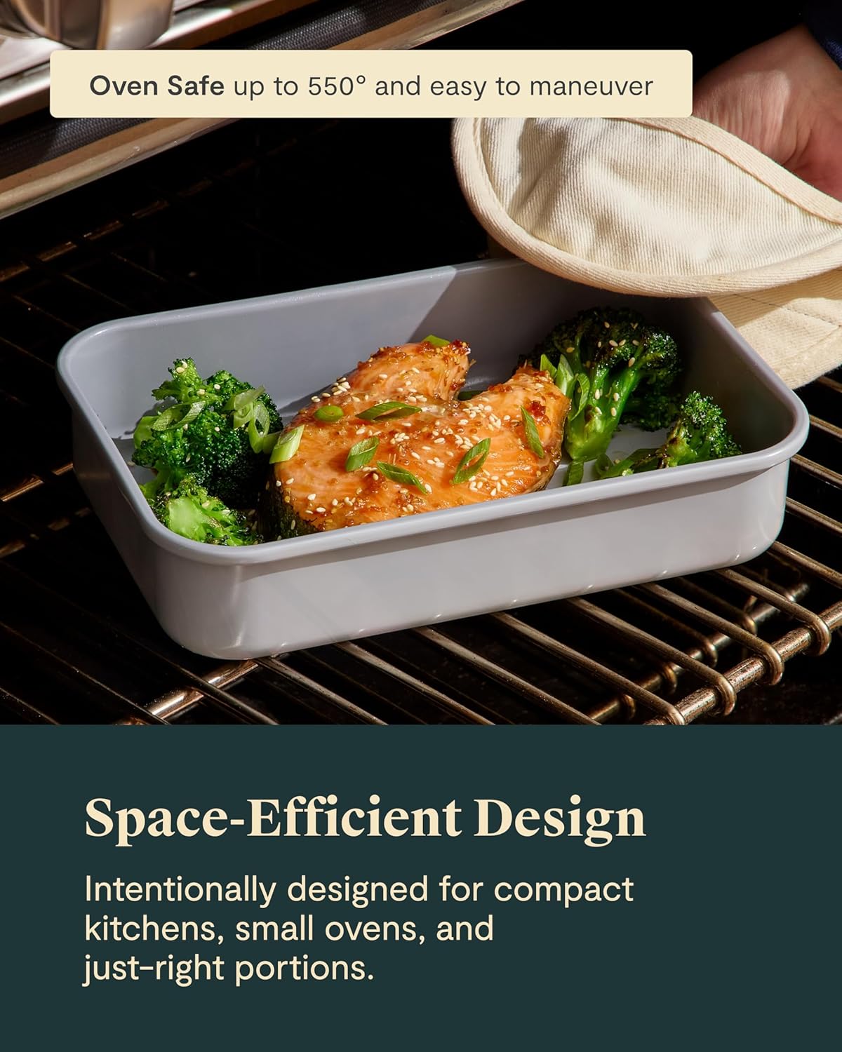 Caraway Nonstick 9” x 6.5” Small Rectangle Baking Pan – Non-Toxic, PTFE & PFOA Free – Aluminized Steel Core – Deep Ceramic Baking Pan for Casseroles, Lasagna & More - Marigold