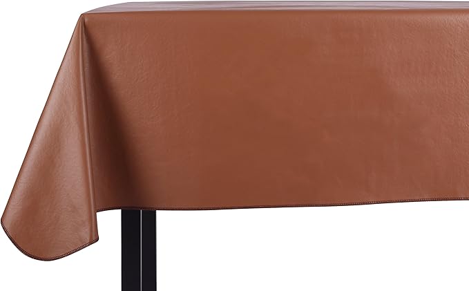 Yourtablecloth Heavy Duty Vinyl Rectangle or Square Tablecloth – 6 Gauge Heavy Duty Tablecloth – Flannel Backed – Wipeable Tablecloth with Vivid Colors & Many Sizes 52 x 108 Terra