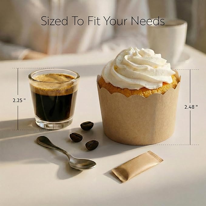 Restaurantware Panificio Premium 10 oz Kraft Paper Jumbo Baking Cup: Paper Baking Cups Perfect for Muffins Cupcakes or Mini Snacks - Scalloped - Disposable and Recyclable - 200ct Box