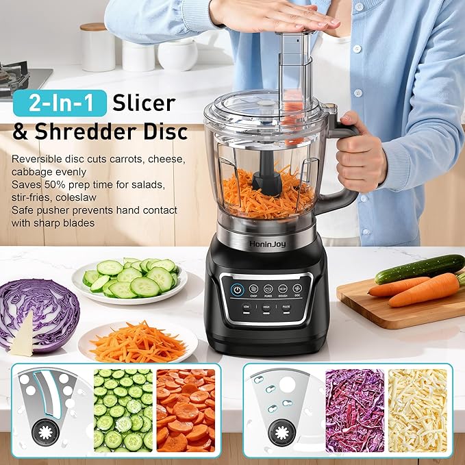 All-in-One Blender & Food Processor, 10-in-1 Professional Blender for Smoothies, Ice Crushing, Dough Making, Chopping, Grinding, Slicing & Shredding, Dishwasher Safe for Kitchen & Home Use