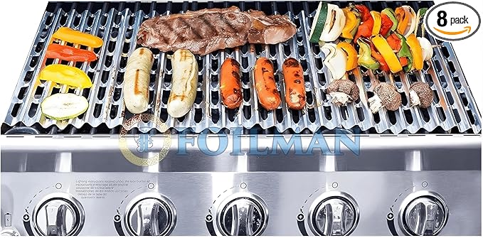 Clean Grill BBQ Disposable Aluminum Liners | 12 x 20 inch/Disposable Grill Grates - 8-Pack & 12-Pack (8)
